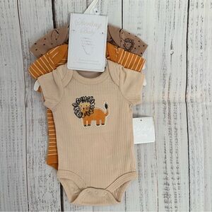 Sterling Baby 3 pack bodysuits animal print safari lion